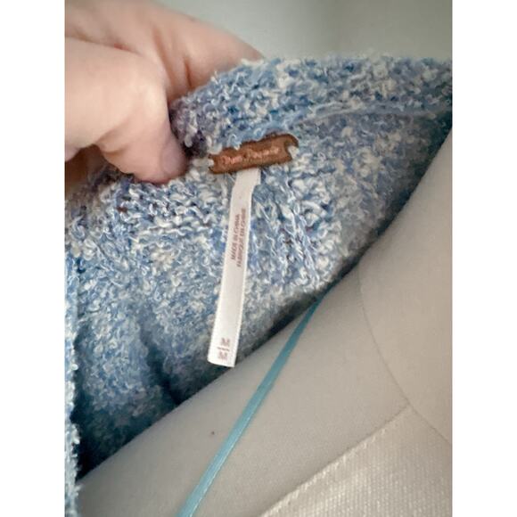 Free People Good Day Ribbed Blue Oversized Cropped Sweater Womens Medium - Picture 11 of 11